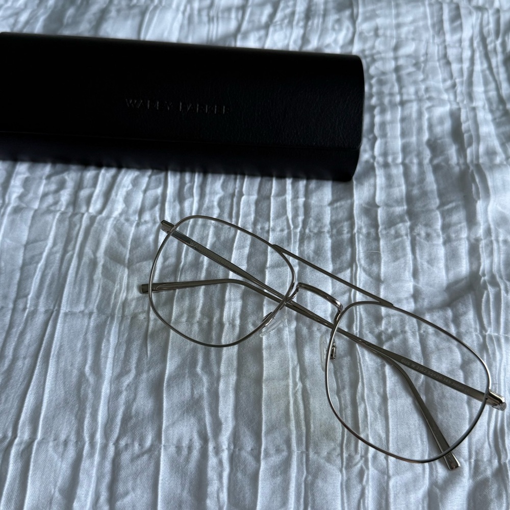 Warby Parker ‘Gus’ Blue Light Glasses in Polished Silver